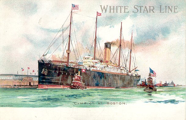 Postcard of the S.S. Cymric at Boston